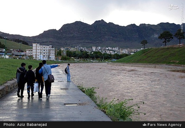 عکس/ طغیان رودخانه خرم رود خرم آباد