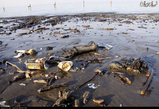 آلودگی سواحل دریای خزر در مازندران +عکس