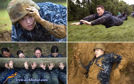 تمرین سخت زنان نیروی دریایی آمریکا + عکس