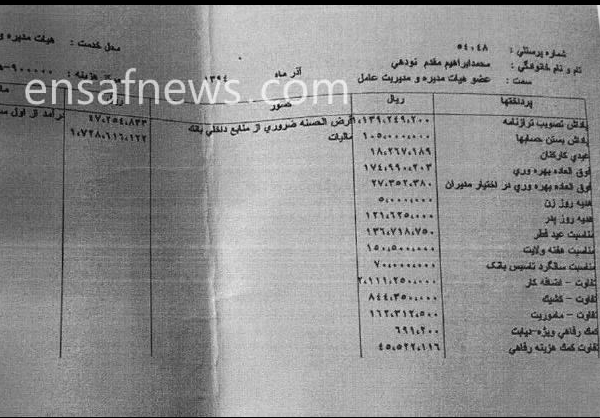 فیش‌ حقوقی مدیران 