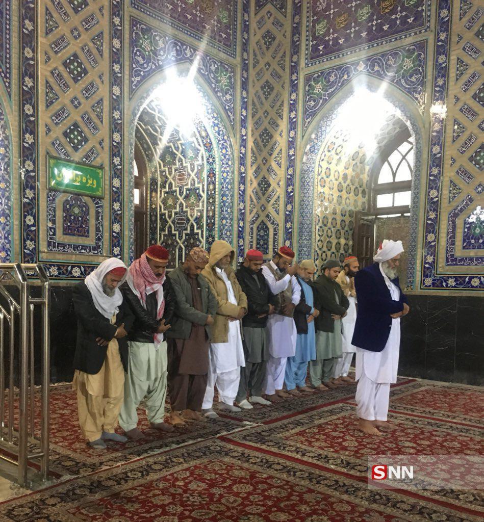 نماز جماعت اهل سنت در حرم امام رضا(ع) + عکس