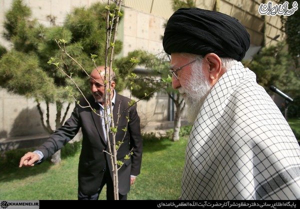 عکس / کاشت نهال در هفته منابع طبیعی توسط رهبر معظم انقلاب اسلامی