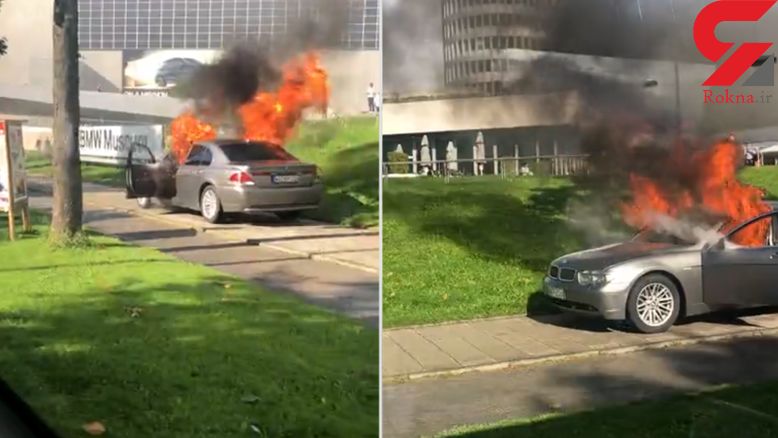 مشتری عصبانی، خودروی بی ام و را آتش زد! +عکس