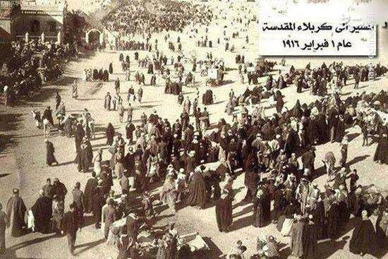 عکسی  از پیاده روی زائران اربعین در 100 سال قبل