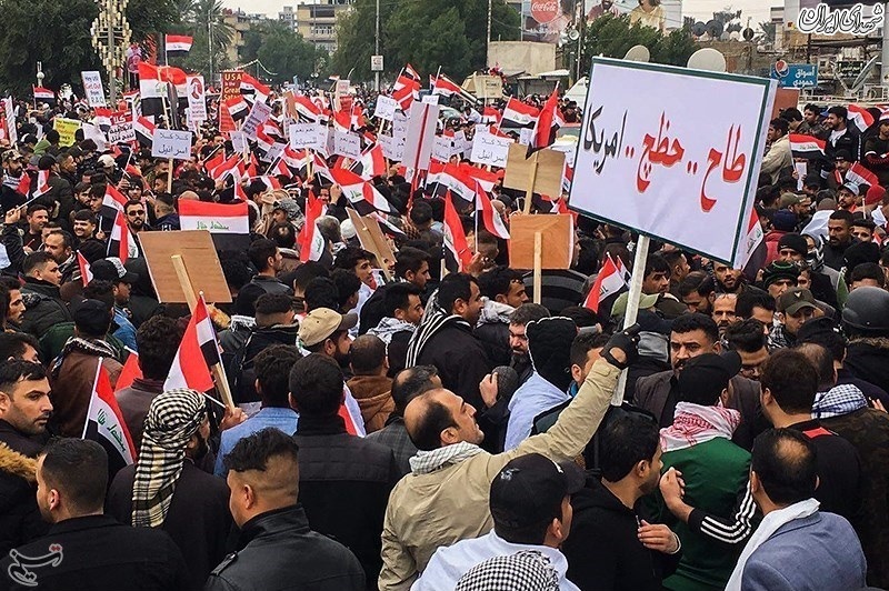 تظاهرات مردم عراق در مخالفت با حضور نیروهای آمریکایی در بغداد