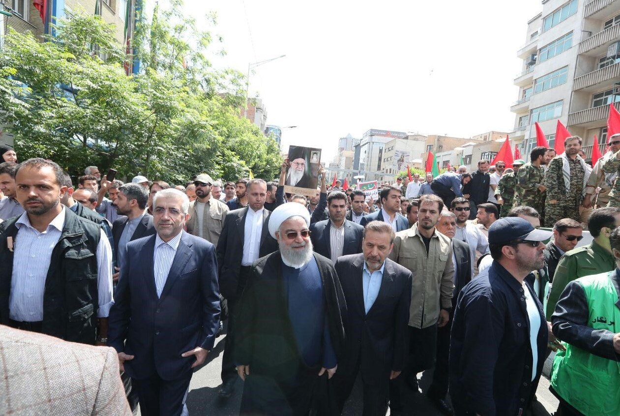 روحانی به جمع راهپیمایان روز جهانی قدس پیوست+عکس