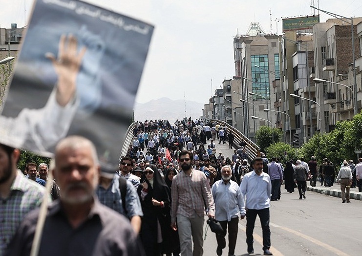 فیلم/حضور مردم روزه‌دار تهران در راهپیمایی روز قدس