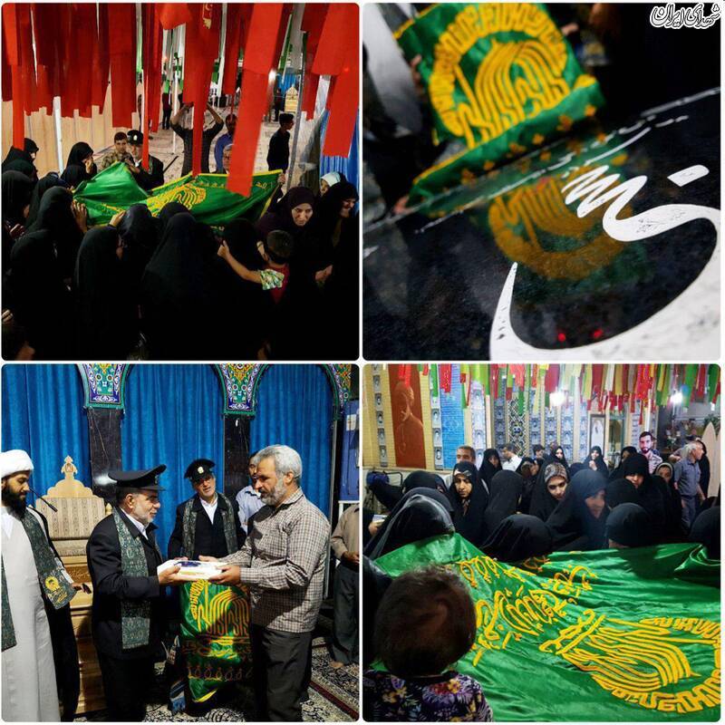 عکس/پرچم متبرک امام رضا(ع) در مزار شهید حججی