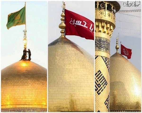تعویض پرچم گنبد امام حسین (ع) +عکس