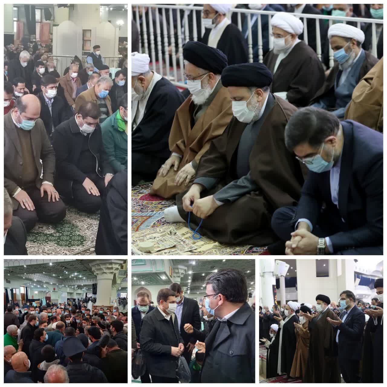 عکس/ حضور رئیسی در نماز جمعه قم و مخبر در نماز جمعه شهرری