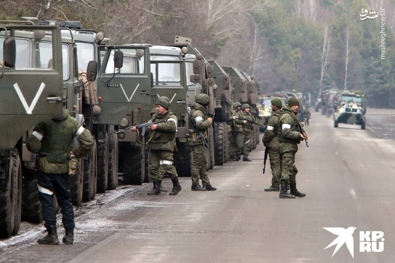 ستون نیروهای نظامی روسیه در بیرون کی‌یف