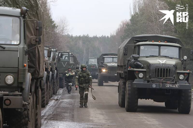 ستون نیروهای نظامی روسیه در بیرون کی‌یف