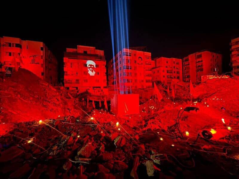 محل شهادت سیدحسن نصرالله نورانی شد