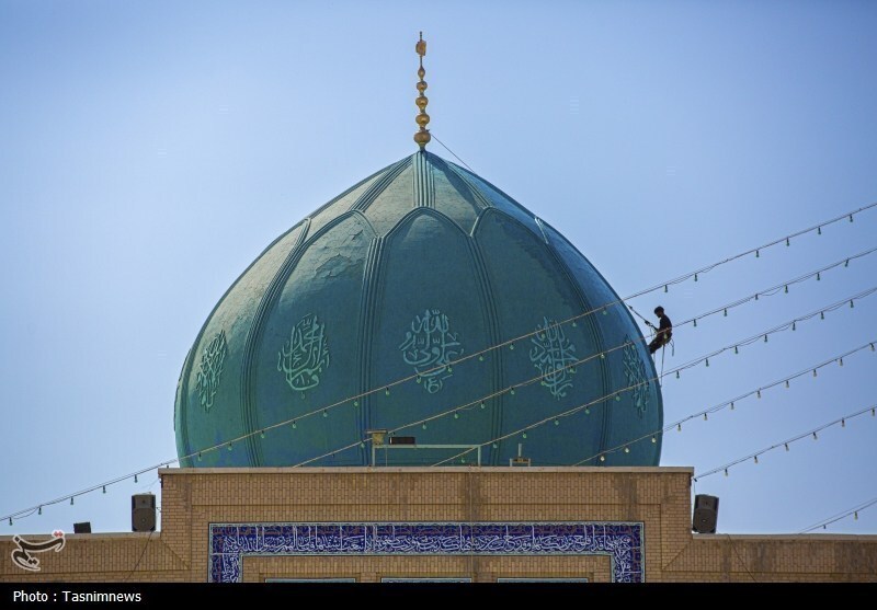 شستشوی گنبدهای مسجد مقدس جمکران