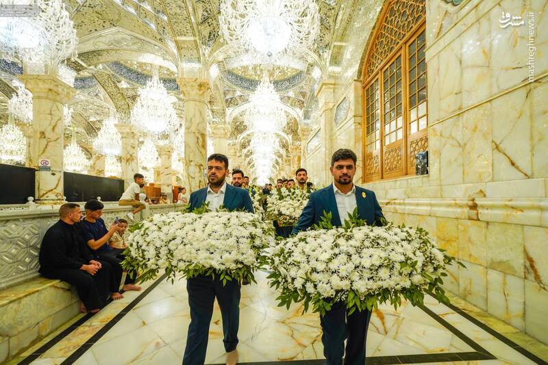 گل آرایی حرم مولا علی به مناسبت ۱۷ ربیع +تصاویر