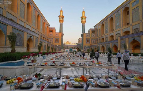 تصاویر سفره افطار حرم علوی برای زائرین